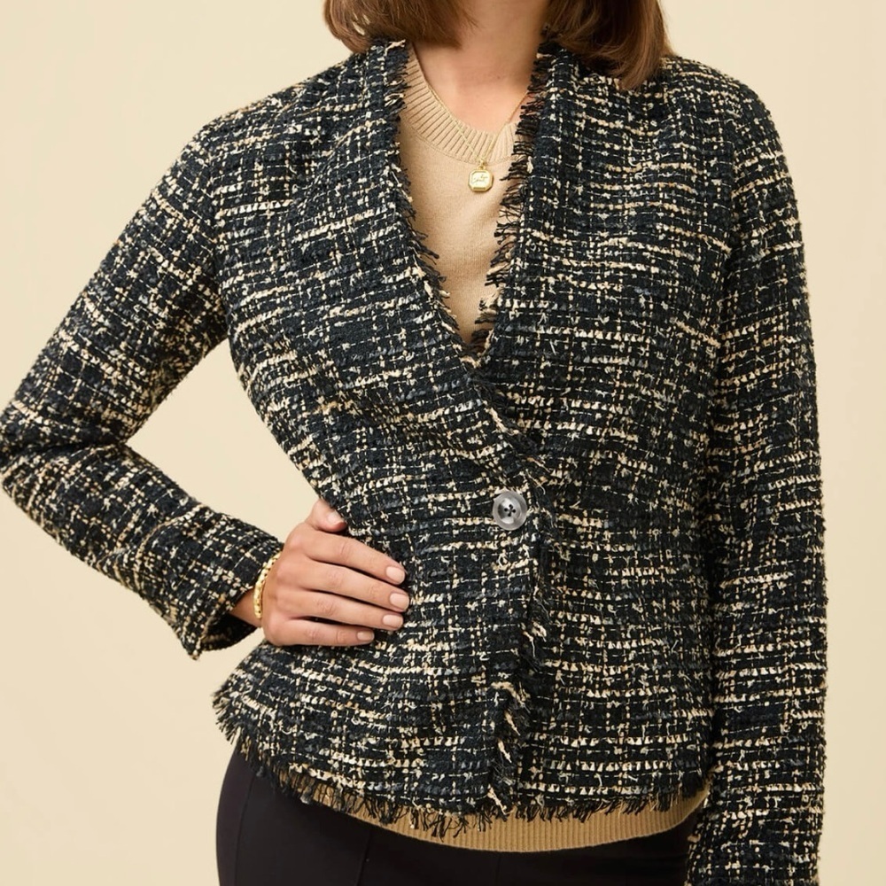NWT Spartina 449 Women's Ramona Tweed Blazer Black Multi Size S - Picture 4 of 13